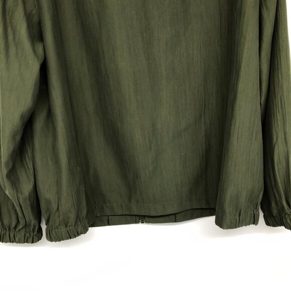 Alia Moss Green Full Zip Up Shirt or Lightweight Jacket size 10 - Picture 10 of 13